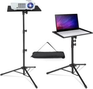 Plateau Universel Métal Pour Projecteur, Moniteur, Ordinateur Portable - Support Trépied Avec Vis 1/4" Et Sangles Antidérapantes (Noir)