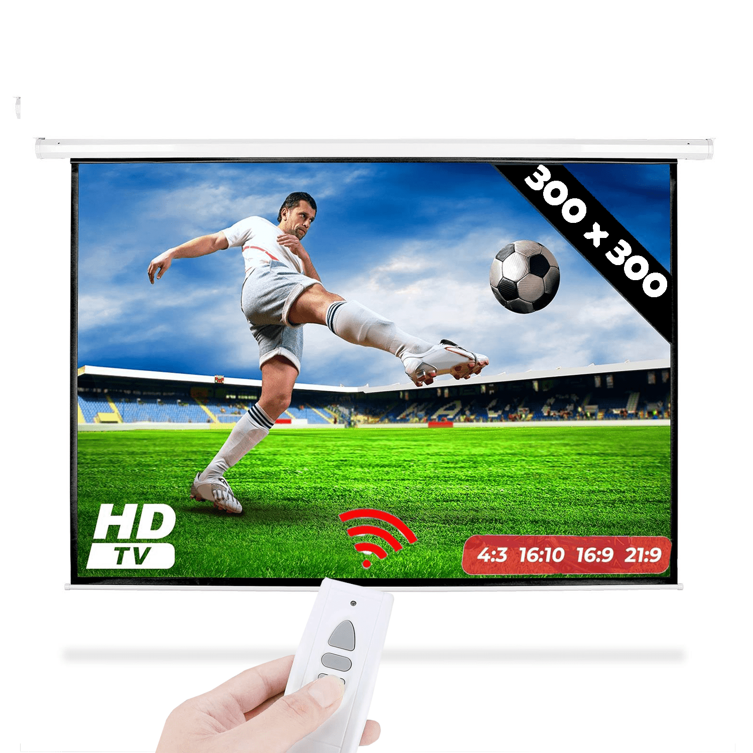 E300 Écran Motorisé 1:1 Carré 3x3m