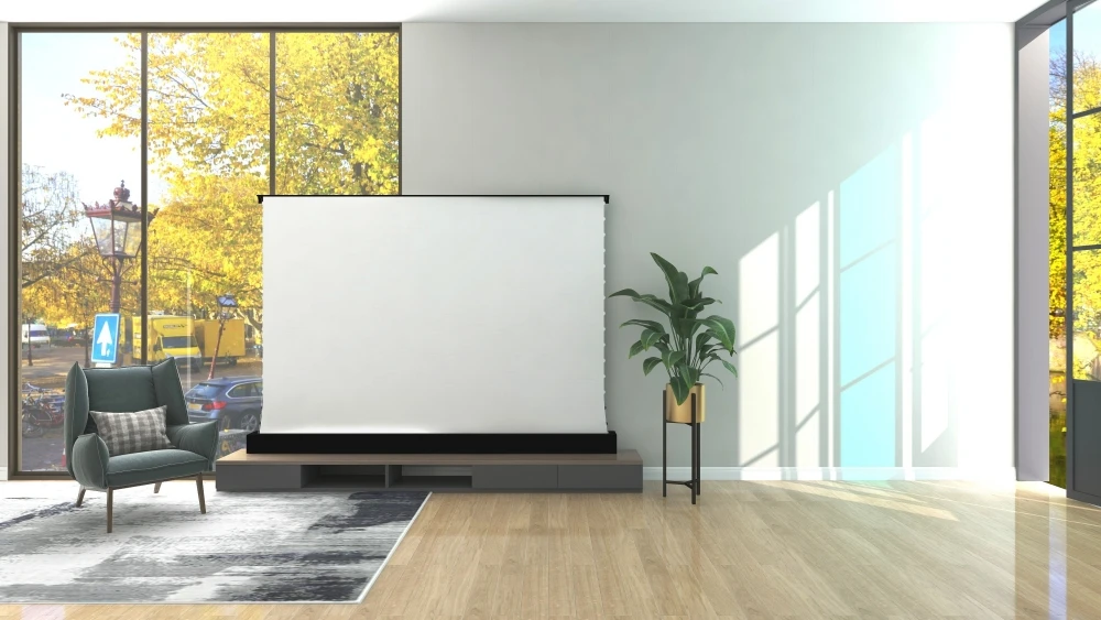Owlenz BU Écran de Projection Électrique Floor Rising 120 Pouces 16:9 – Motorisé Bottom-Up, Compatible 4K – Image 4