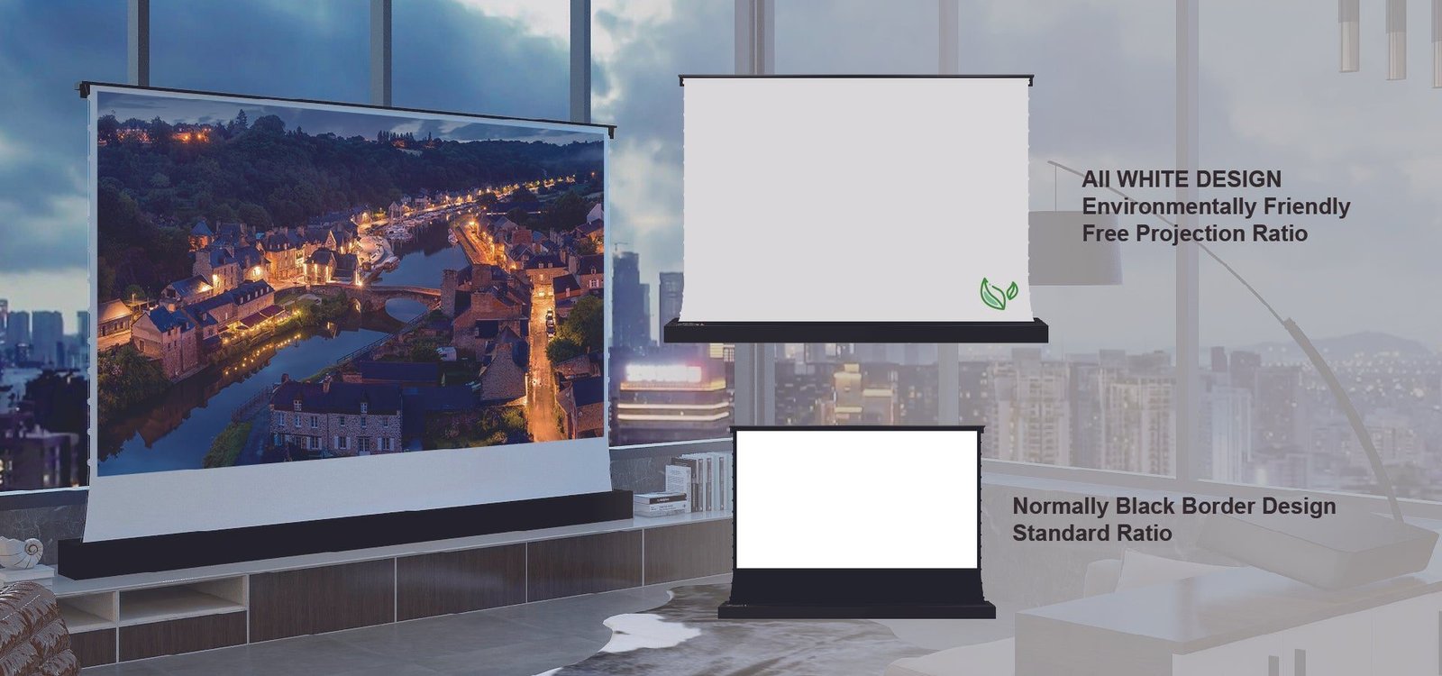 Owlenz BU Écran de Projection Électrique Floor Rising 120 Pouces 16:9 – Motorisé Bottom-Up, Compatible 4K – Image 8
