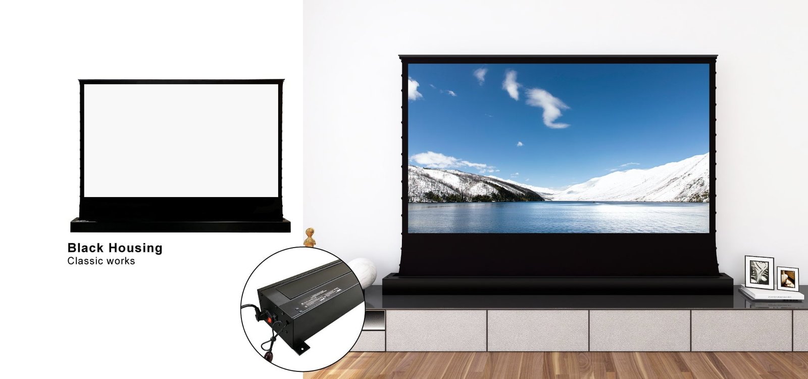 Owlenz BU Écran de Projection Électrique Floor Rising 120 Pouces 16:9 – Motorisé Bottom-Up, Compatible 4K – Image 5